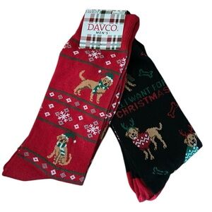 Golden Retriever Holiday Crew Socks – Bundle of 2 - Dog Lover Size 6-12       C1